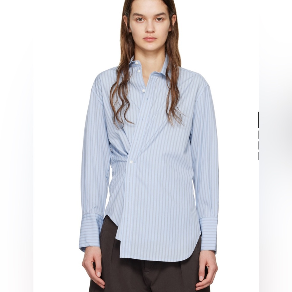New Rag & Bone Indiana Wrap Poplin Striped Shirt - L